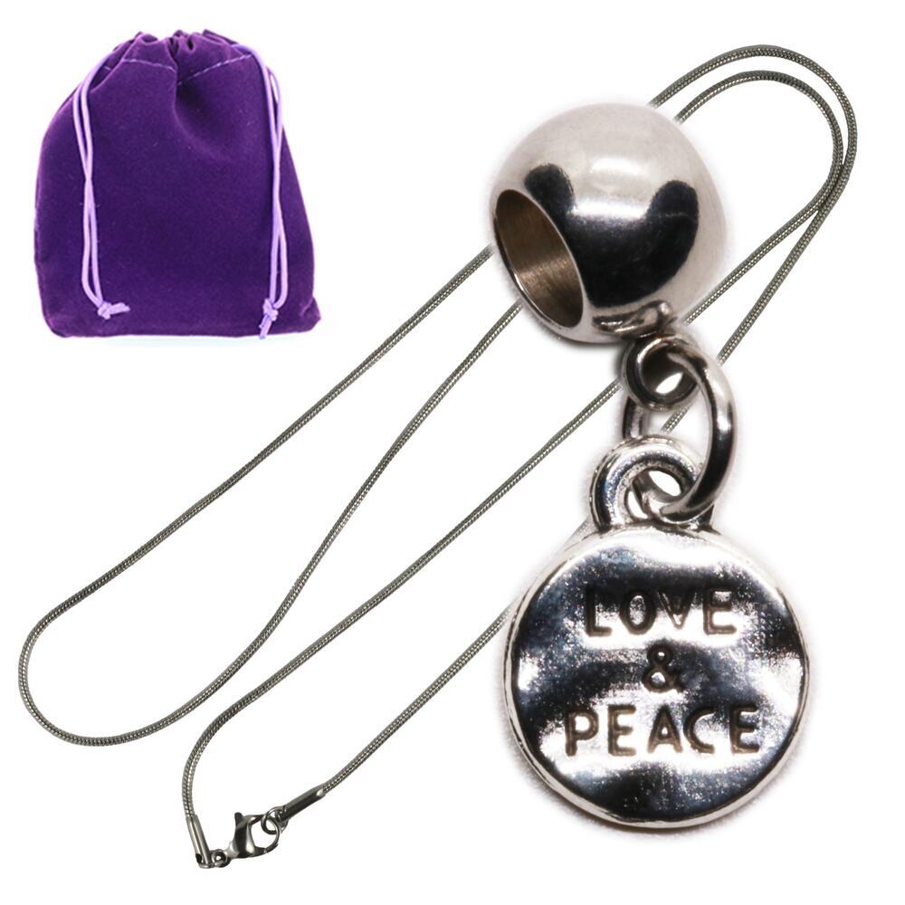 Love and Peace Metal Alloy Charm for Peace Sign Necklace, I Love Accent